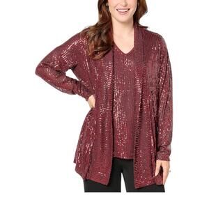 Jingle Belles by Kim Gravel Women's Sequin Mesh Topper Zinfandel - Regular